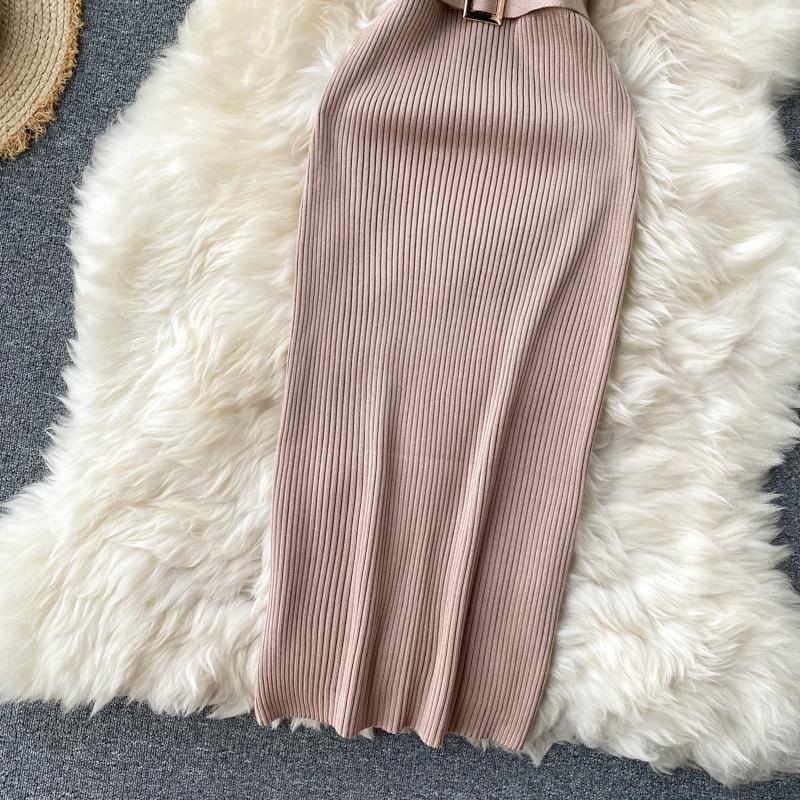 RUGOD European and American Dress Women's New Breasted Lace-up Waist and Hips Elastic Knitted Sleeveless Sexy Hip Dress