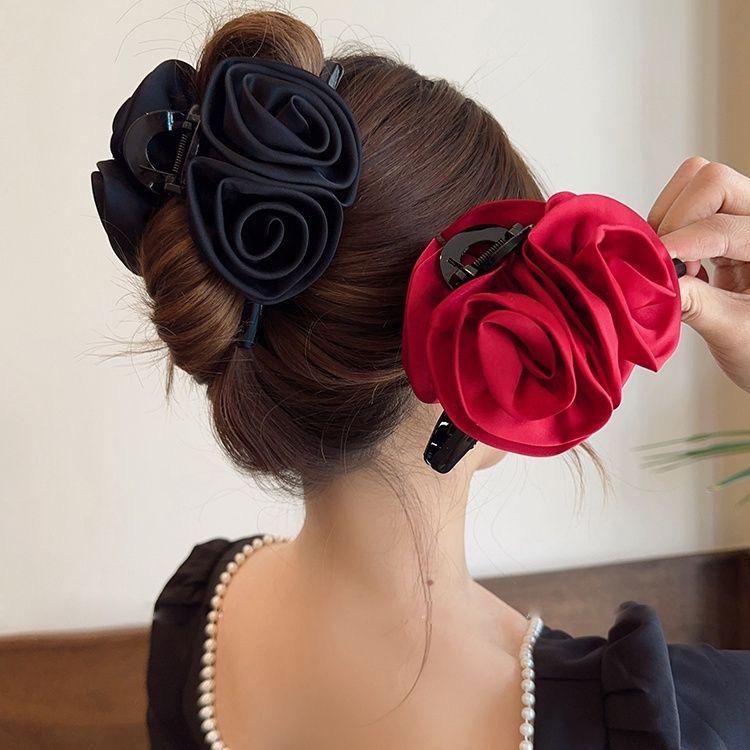 French Rose Hair Claw Clips Temperament Elegant Hairpin Women Princess Headdress Fashion Grab Clip Female Hair Accessories