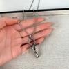 Retro snake-shaped cross pendant necklace, European and American fashion long collarbone chain, niche personalized design item