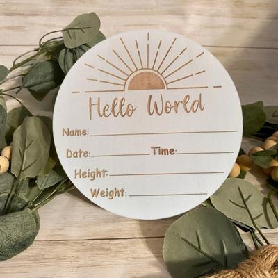 Commemorative Wooden Sign Natural Easy To Match Raised Texture Reused Versatile Gift No Burrs Birth Announcement Wooden Sign Newborn Bath Supply