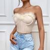 Faux Fur Tank Top Off-shoulder Crop Tops Women Summer Strapless Steel Camis Fishbone Camisole Fashion Tube Female Sleeveless Cropped Vest Y2K Clothes
