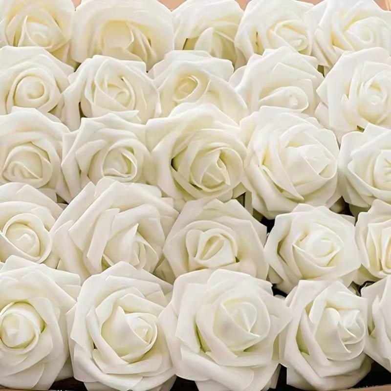 

25pcs Artificial Roses with Stems Fake Flowers for DIY Wedding Bouquets Centerpieces Party And Home Decorations бежевый