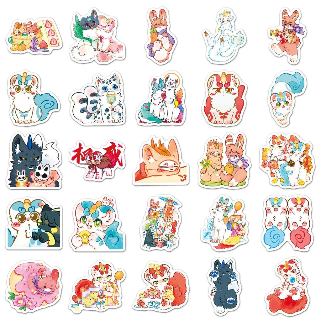 Cute Anime Animal Stickers: 50 Waterproof, Fun Decorative Stickers for Storage Boxes & Suitcases - No Cutting Needed