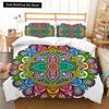 Bohemian Lotus King Queen Duvet Cover Boho Mandala Bedding Set For Kids Teens Adults Exotic Flowers 2/3Pcs Polyester Quilt Cover