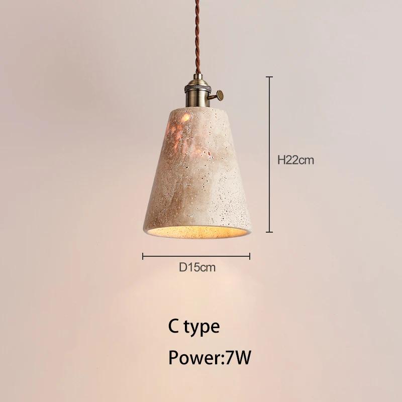 Japanese-style Wabi-sabi Style Yellow Travertine Small Chandelier Cream  Front Desk Bar Restaurant Bedside All-copper Lamps