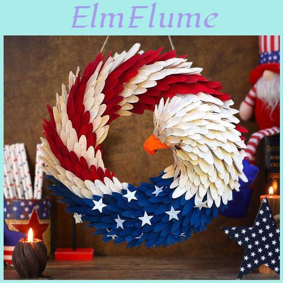 Day Patriotic Eagle Wreath Independence Red White Blue Wooden Bird Indoor Outdoor Front Door Wall Hanging Garland Pendant 4th Of Festival Decoration