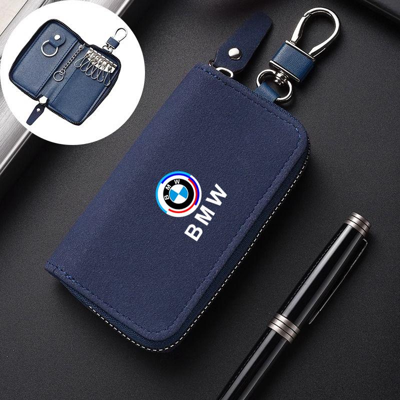 DKHN5 Car Key Cover Case Emblem Zipper Styling Wallet Leather Car Sticker For BMW X1 X2 X3 X5 X4 X6 X7 G30 G20 G32 G11 G12 F40 F30 F20