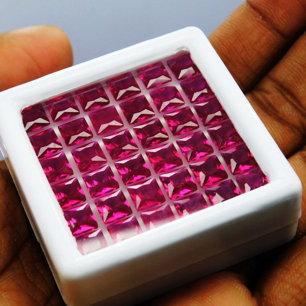 NATURAL Red RUBY Loose Gemstone 24 PCS Square Shape Lot