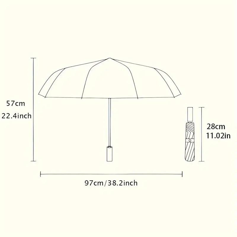 Automatic Folding Umbrella with Black and White Spiral Design, 8-Rib Auto Open/Close, Portable Compact Foldable Umbrella with