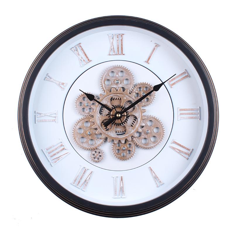 45CM Retro Gear Wall Clock Mechanical Living Room Bedroom Light Luxury Simple Creative Clock Silent Clock Round