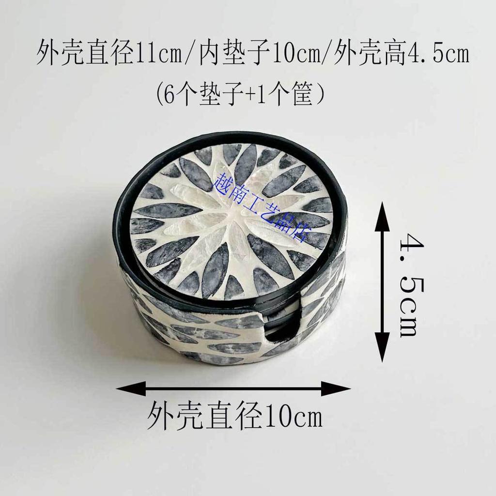 1pc Southeast Asian Hand-Painted Shell Coaster, Luxury Tea Cup Mat, Creative Desktop Decor & Tabletop Display
