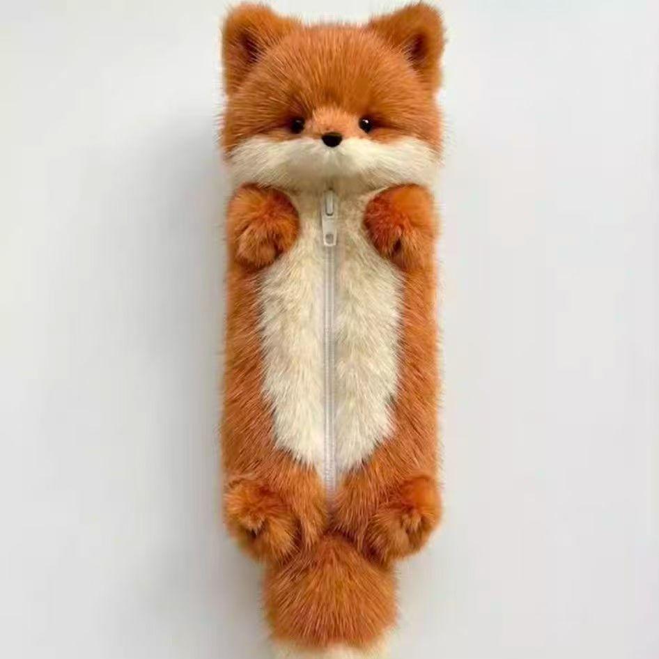 Fox Plush Pencil Case Doll - Cute Stationery Storage for Friends, Girlfriends, and Students