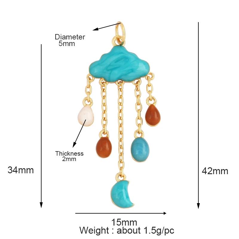 New Trendy Shining Space Sun Moon Star Charm Pendant, Gold Inlaid Cubic Zirconia Jewelry Necklace Bracelet Making Supply L44