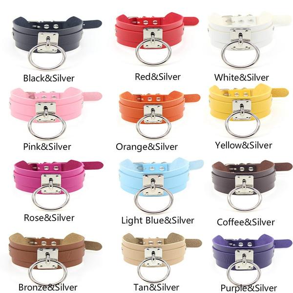 Cool Oversized Choker Fetish Argintiu/Aur O Metal Punk Stil Retro Guler din piele Bondage Sub BDSM Harness Colier