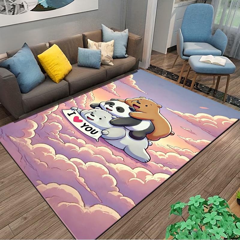 Cartoon Cloud Carpet with Bears and "I Love You" Sign Design Style Suitable for use as an anti-slip for living room bedroom sofas