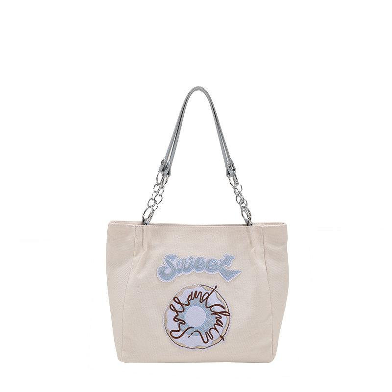 Design Tote Bag New Korean Edition Zipper Canvas Red Large Capacity Versatile Cartoon Blue Personalized Shoulder Bag For Women