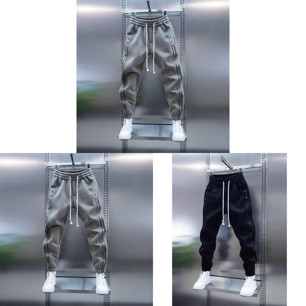 Mens Spring Autumn Casual Pants With Elastic Waist And Tapered Fit For Daily Wear