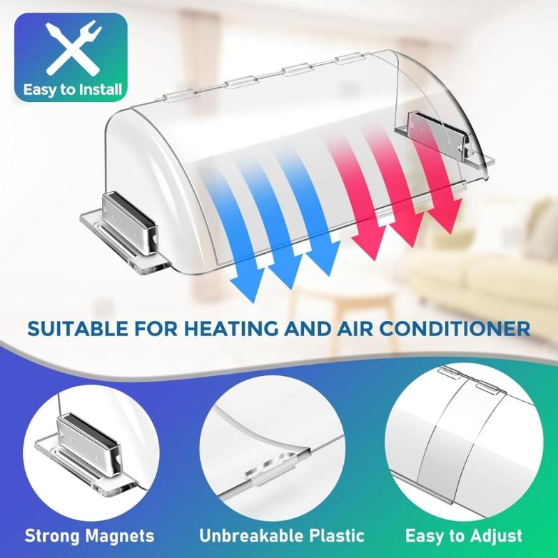 4Pcs Magnetic Adjustable Vent Covers Easy Installation Clear Adjustable Floor Vent Deflector Outlet Air Vent Diverter