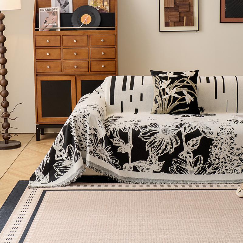 Hochwertiges Retro-Sofa-Handtuch mit Blumendruck, multifunktionale weiche Kniedecke für Büro und Zuhause, Sofaüberwurf im europäischen Stil zur vollständigen Abdeckung