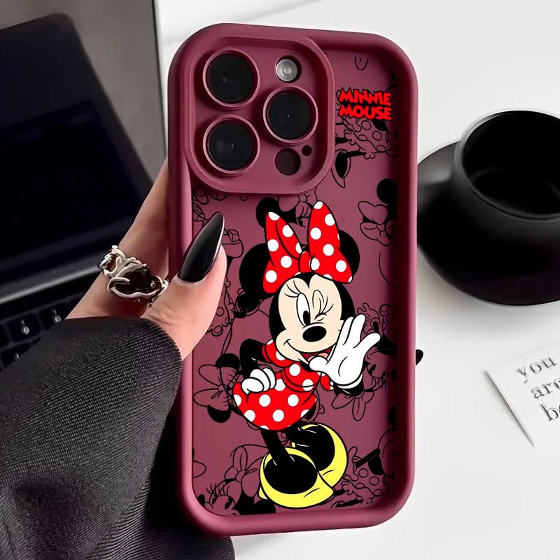 Pink Minnie Mouse Phone Case For iPhone 17E 11 12 13 14 15 16 17 Pro Max Fundas 17 Air Plus 16e Mini Silicone Back Cover
