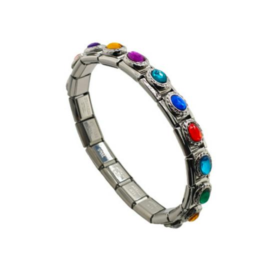 Enamel DIY Inlaid Titanium Steel Italian Charm Bracelet