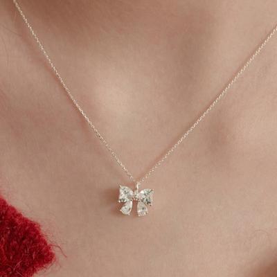 (925 Silver) Twinkle Butterfly Ribbon Necklace NZ2180