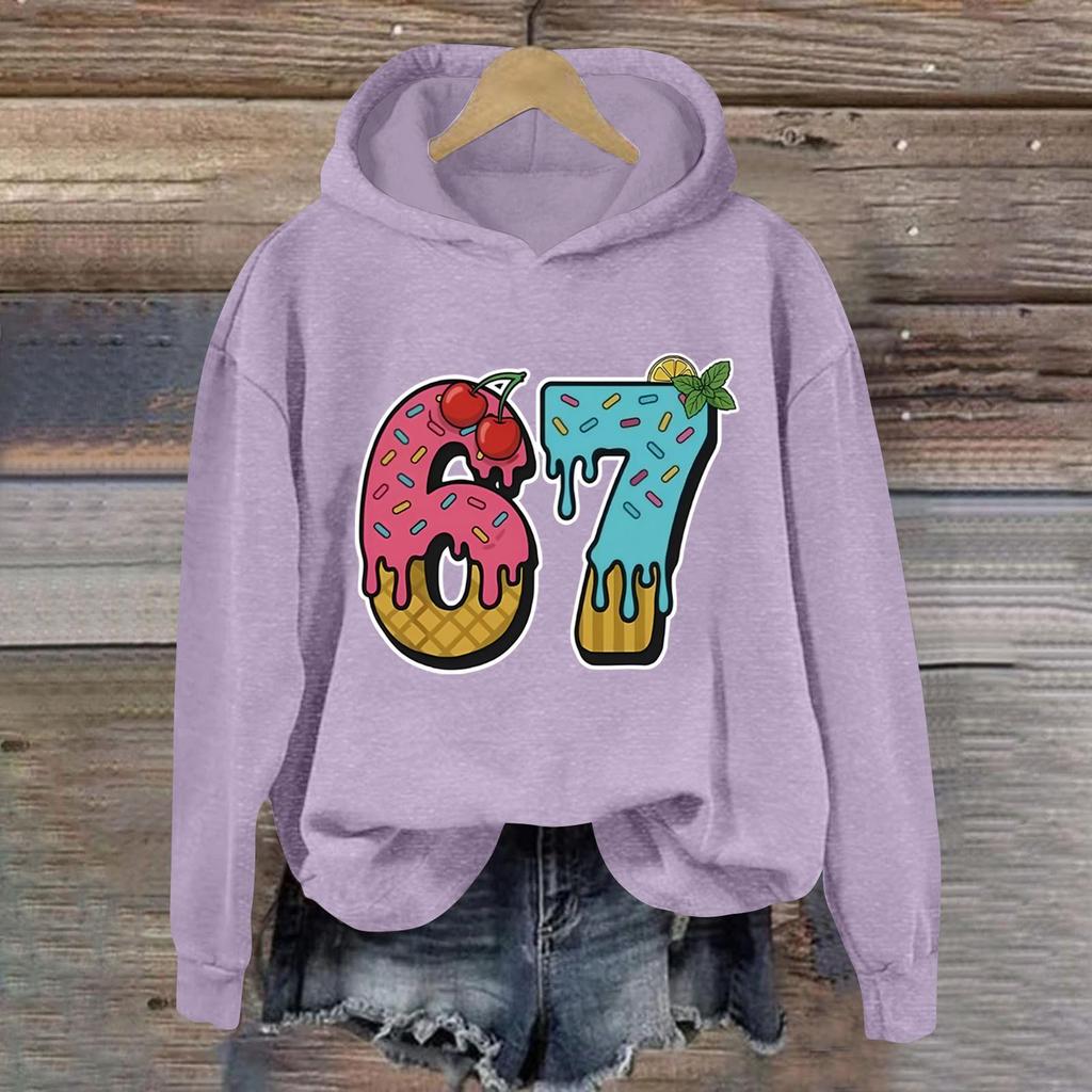 Women's Fashionable Casual Long-Sleeved Printed Hooded Sweatshirt
