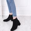 Women Ankle Boots Fashion Pointed Toe Matte Velvet Side Zipper with Thick Heel Medium Heel Plus Size