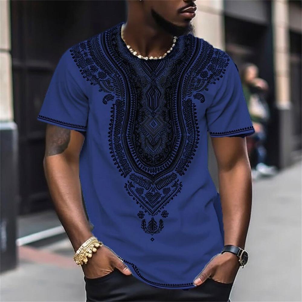 Dashiki tribale africano T-shirt 3D da uomo Moda Fresco Quotidiano Stile etnico T-shirt Outdoor Street Personalità Top Abbigliamento estivo