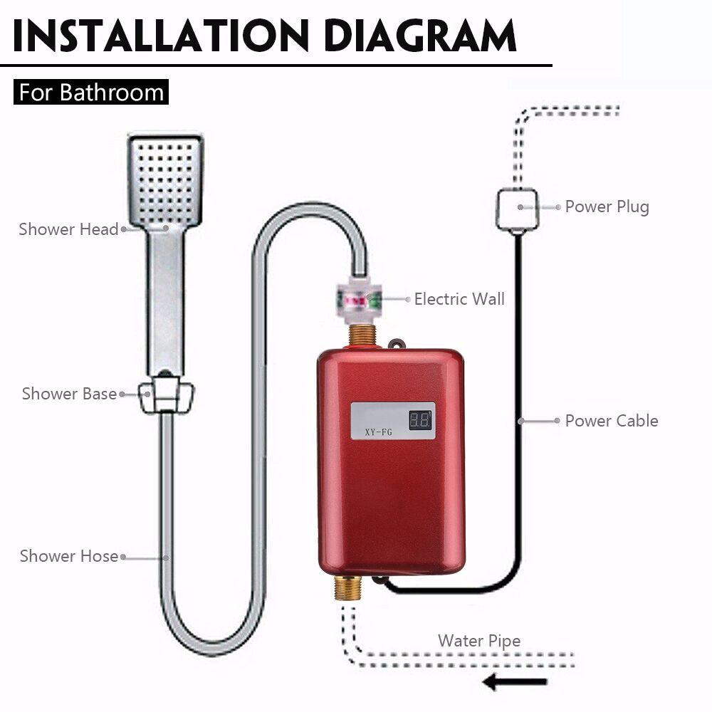 3800W Instant Tankless Heater 110V/220V LCD Display Heating Shower Faucet Electric Water Heater