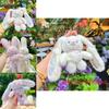 Soft Rabbit Plush Pendant With Floral Style For Style Bag Decorations