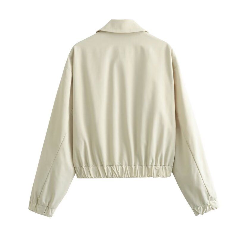Fashion Style 2024 Spring New Arrival Women's Clothing All-Matching Lapel Drop Shoulder Long Sleeves Zipper Jacket Outwear 5320761