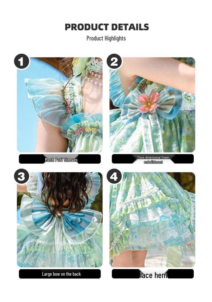 Little Girl Flower Fairy Princess Dress - Summer Birthday Party Outfit