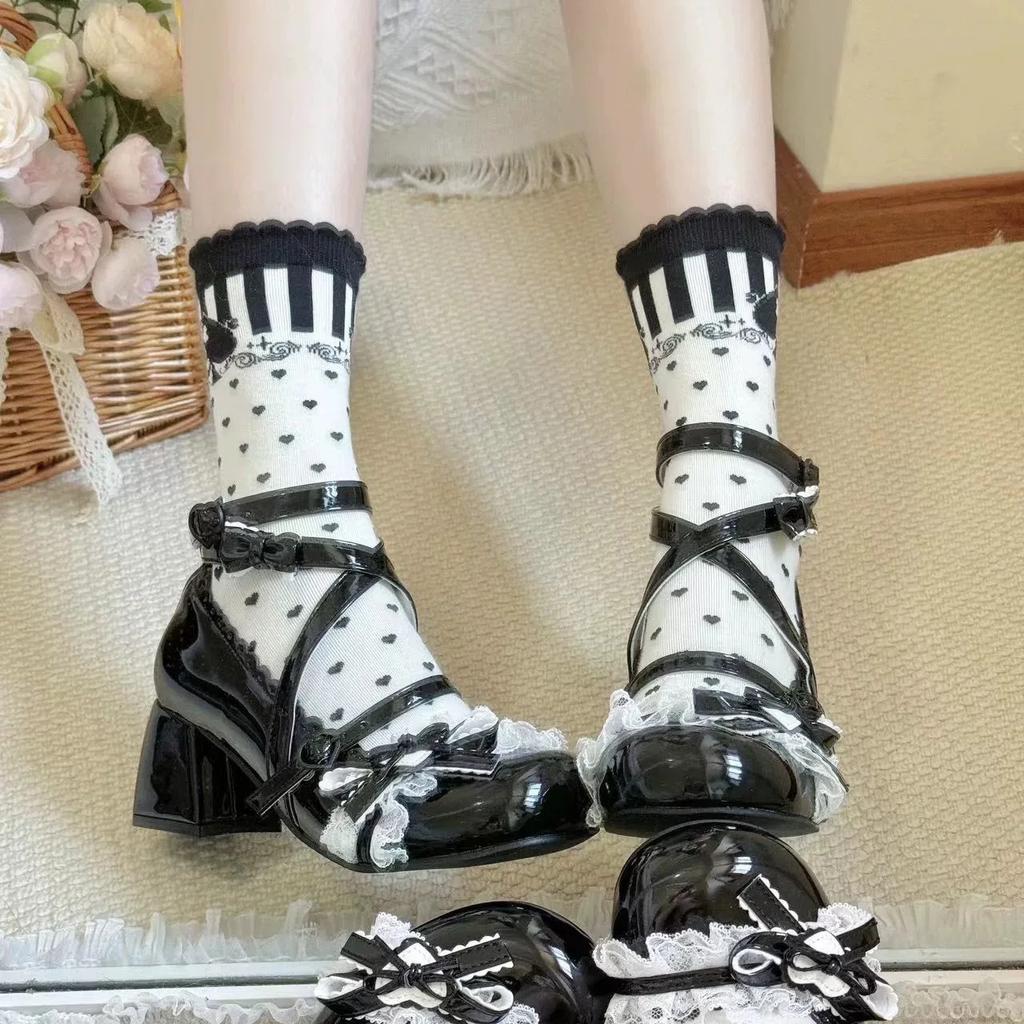 Lolita Rote High Heels Schuhe Herbst Winter Spitze Kante Dicke Einzelne Schuhe Lackleder Mary Jane Damenschuhe 2026 Neu