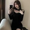 Polo Collar Bottoming Short Skirt Women's Autumn and Winter New Pure Desire Sexy Slim-fitting Hip Skirt Waist and Thin Long-sleeved Dress