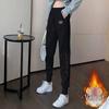 Women's Fleece-Lined Embroidered Sweatpants: Autumn/Winter 2025 Trendy Loose Fit, Slimming Harem Style with Cuffed Ankles.