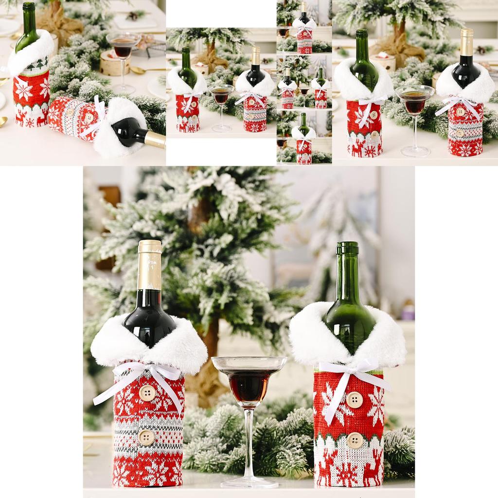 Elegant Knitted Snowflake Bottle Sleeve For Christmas Wine And Champagne Gifts