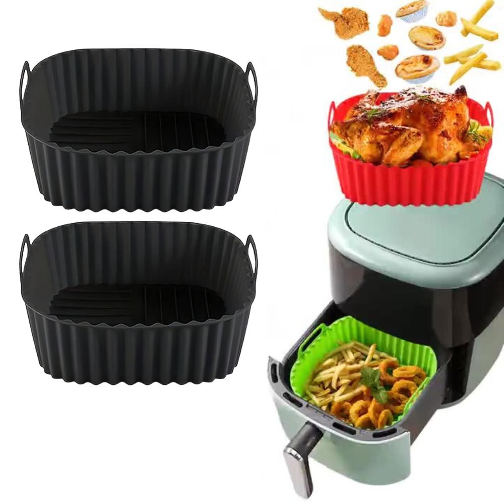 1/2/3PCS Square Silicone Air Fryer Basket Reusable High Temperature Resistant Easy to Clean Air Fryer Grill