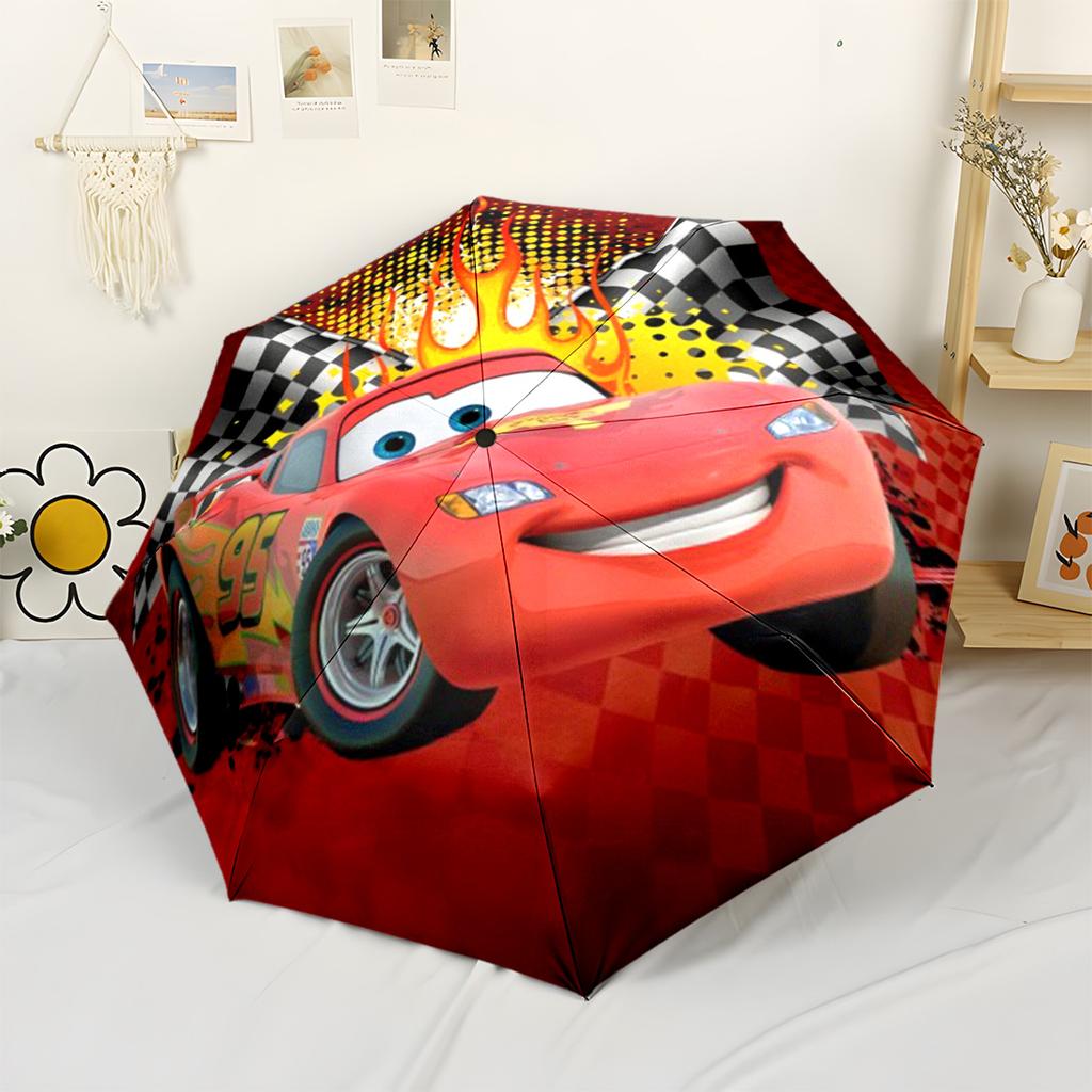 Lightning Mcqueen Renngeist Tragbarer Automatischer Regenschirm Kompakt 8-Rippen Leicht Leicht Ganzjahres-Reise-Outdoor-Zubehör