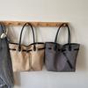 Women Simple Large Capacity Tote Bag, Belt Decor Single Shoulder Handbag, Autumn Winter Casual Commuter Bag