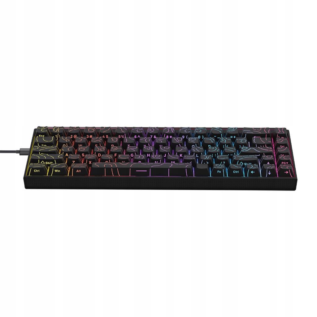 NK68 Schwarze Contour Mechanische Tastatur Lila RGB-Streifen 60% Für Gamer
