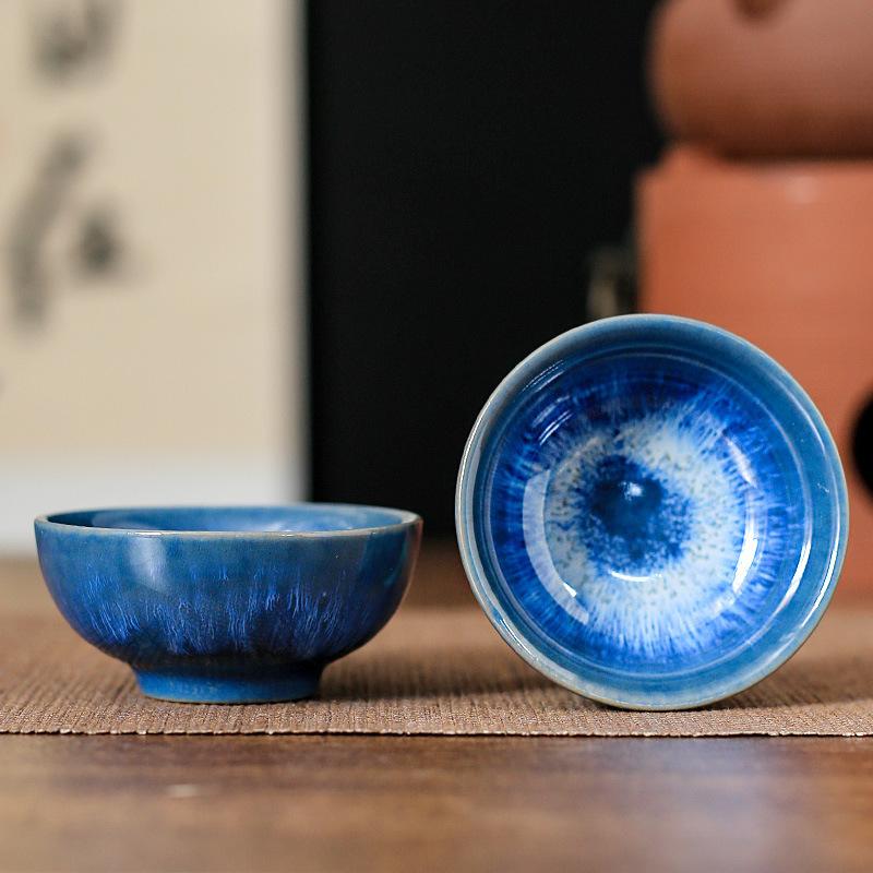Ceramic kiln change kung fu small cup colorful brushed tea bowl tea cup household guest cup night market stall promotional gifts