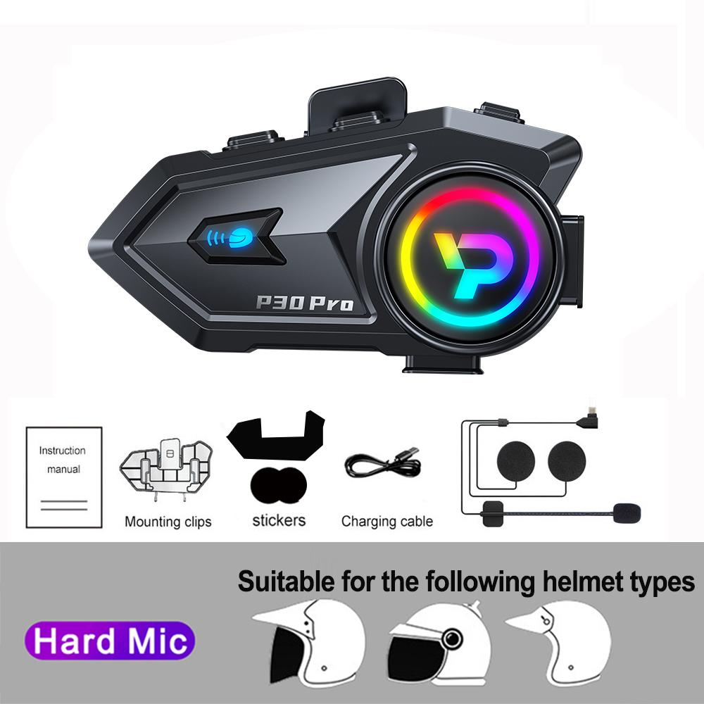 P30 Pro Motorcycle Helmet Wireless Headset  Wireless Dual-Core 6.0 Bluetooth 1000Mah Helmet Headset Voice Assistant Moto Earphone Motorbike Headphone