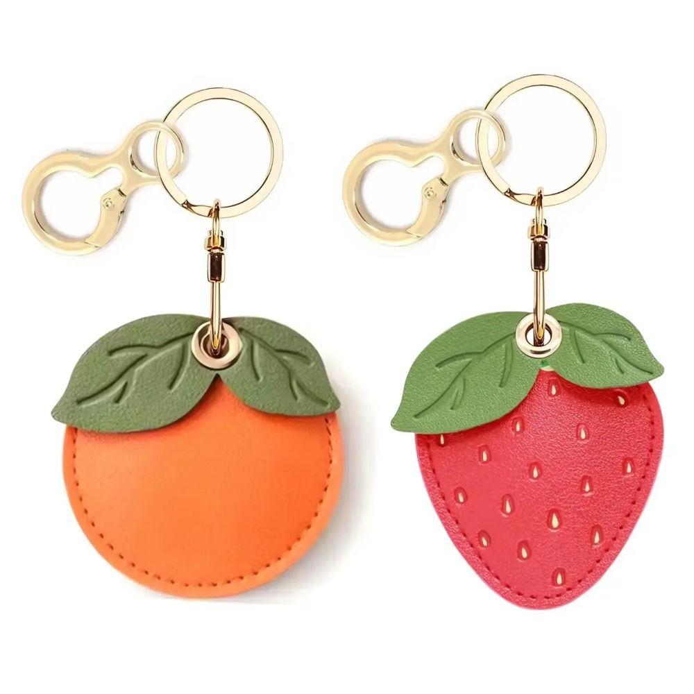 Anti-lost Cartoon Key Holder Protective PU Fruit Key Rings Cute Leather Keychain  Bag Charm