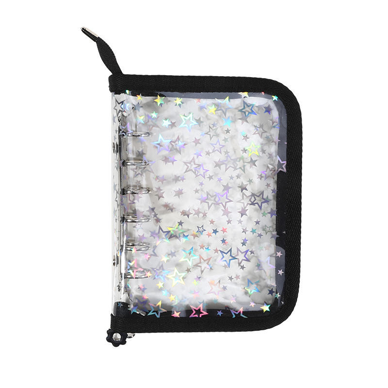 A5 Budget Binder Planner Cover with Zipper Glitter Stars 6 Ring Refillable Notebook Shell for Journal Albums Diary School Office Supplies
