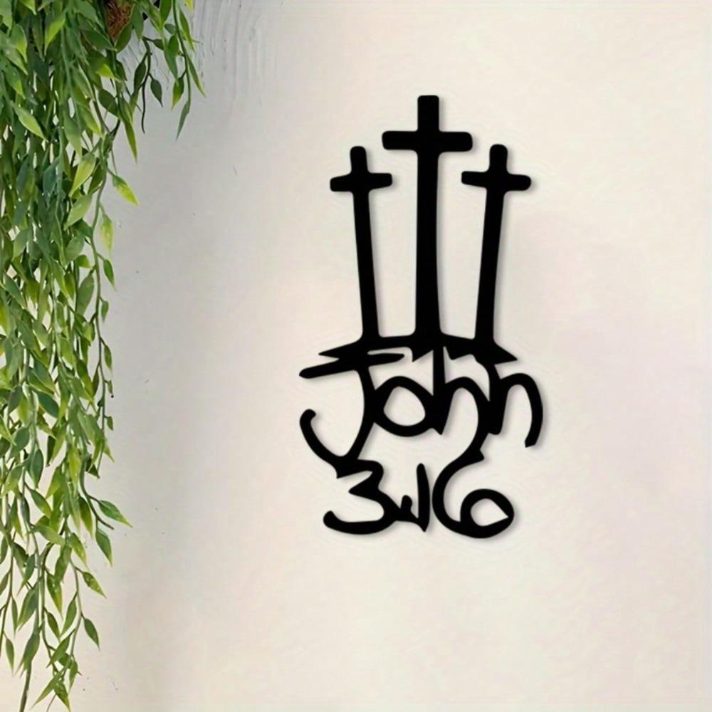 Christian Iron Cross Wall Art Powder Coated Vintage Minimalist Home Decor Religious Gift Christmas Baptism Wedding