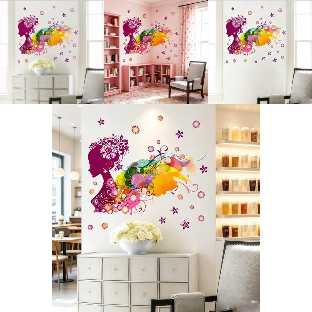 Girl Flower Pink Wall Art For Bedroom Living Space Trendy And Elegant