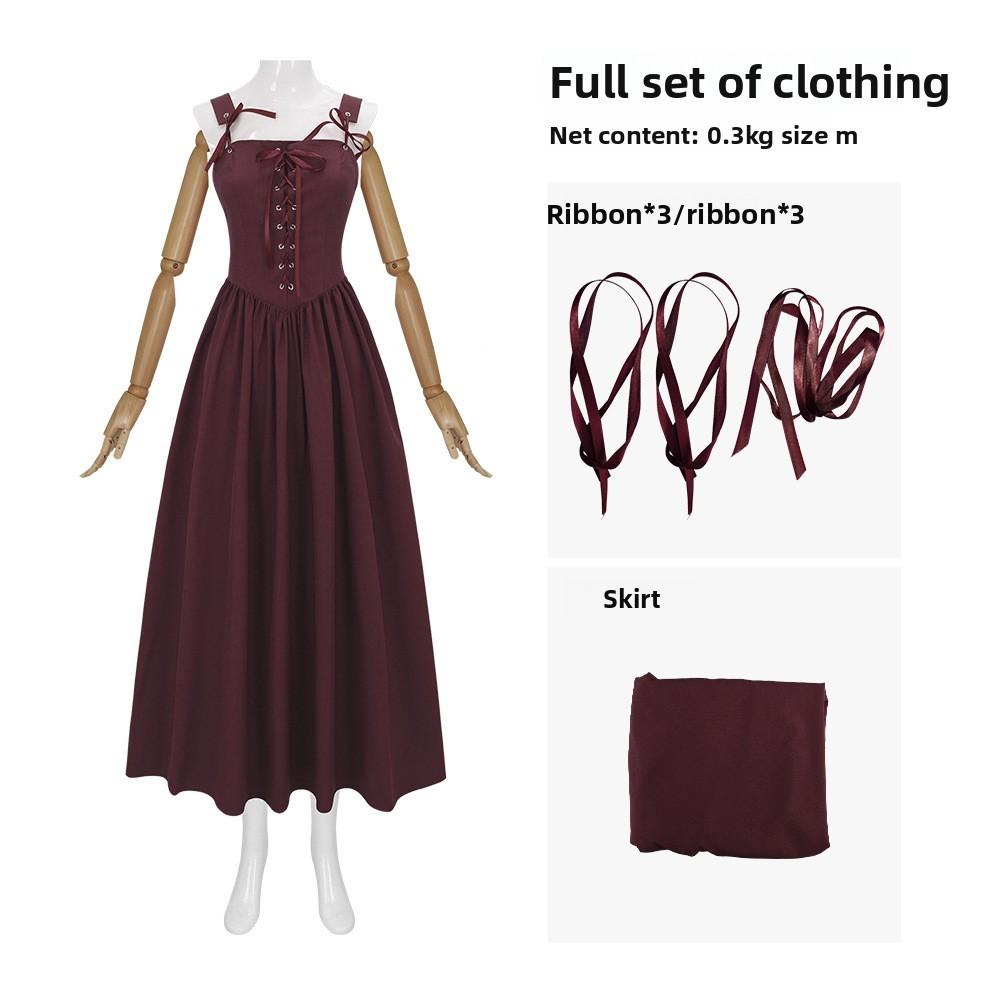 Renaissance Woman Dress With Spandex Fabric For Fantasy Role Play Cosplay