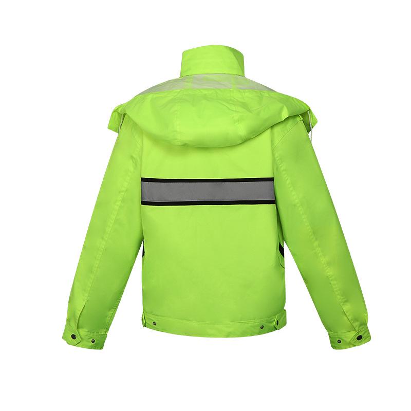 Fluorescent Green Reflective Raincoat and Rain Pants Set for Traffic Duty and Road Administration