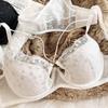 Sexy Hollow Cross Sling Bra French Lace Flowers Embroidery Women Underwear Set Comfort Thin Cup Push Up Bras Romantic Lingerie